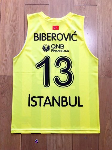 Tarik Biberovic 13 Fenerbahce Basketball Jersey Yellow